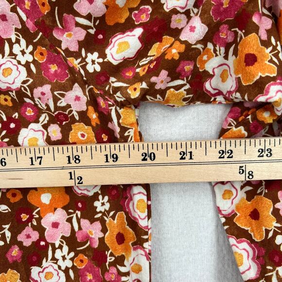 LACAUSA Berkeley Ruffle Midi Dress Womens XS Burnt Orange Floral Balloon Sleeves - Picture 15 of 16